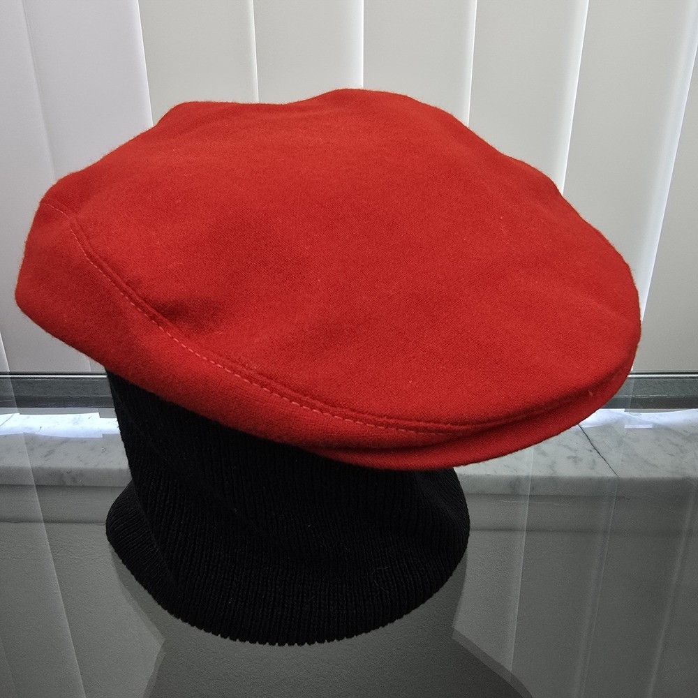 Vintage Pendleton Red Newsboy Cabbie Wool Ivy Flat Cap Hat USA Made Size Large